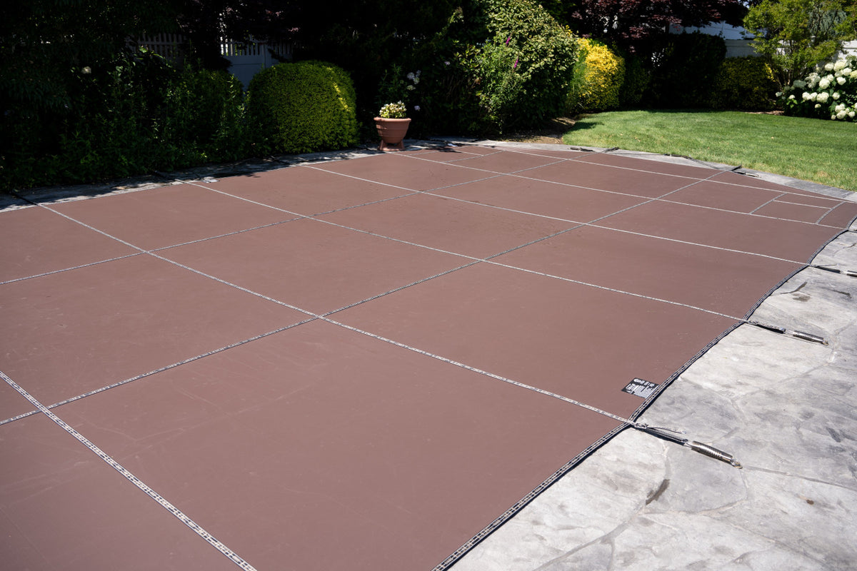 Loop-Loc Mocha Safety Pool Cover - Installed on Inground Pool