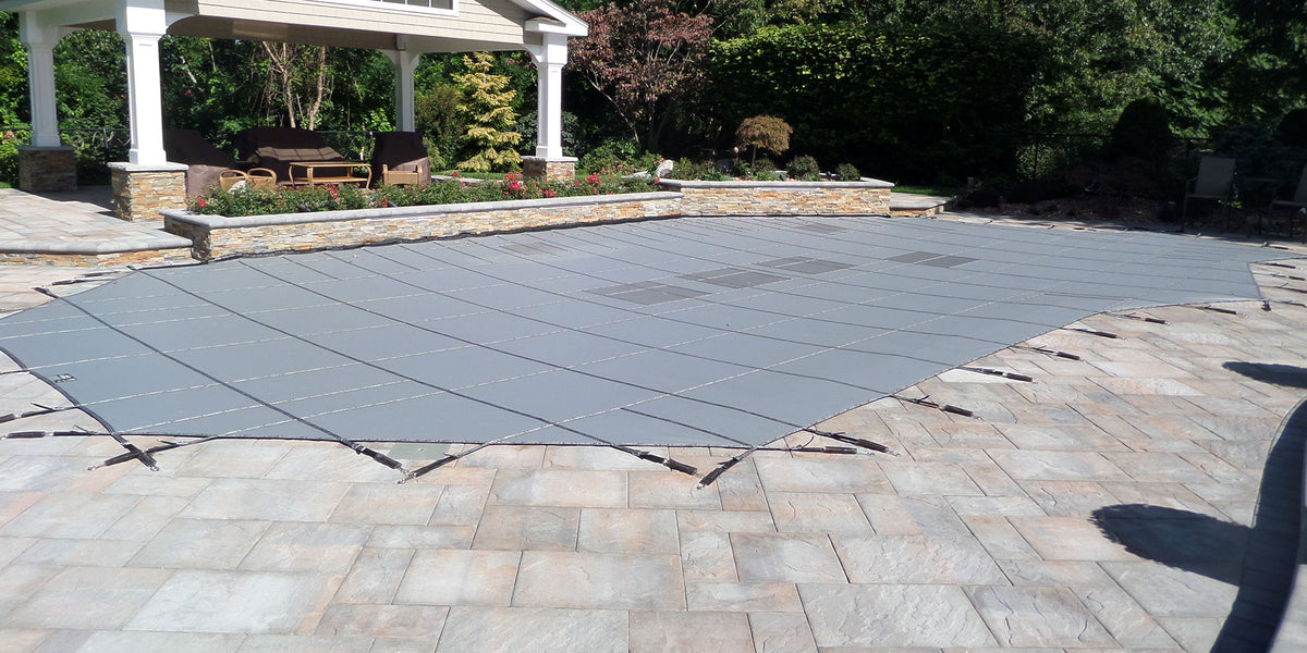 Loop-Loc Ultra-Loc III Solid Safety Pool Cover - Installed with Mesh Drain Panels