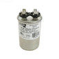 Front view of the silver U.S. Seal 30 MFD 370VAC Round Run Capacitor (5VR0303) with dual tab terminals.