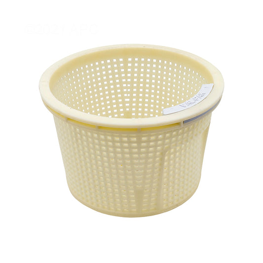 Val-Pak V22-110 Bermuda U-3 Heavy-Duty Pool Skimmer Basket - Top angled view showing the plastic handle, perforated body, and top rim flange.