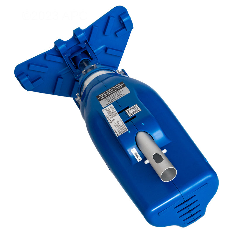 Water Tech 31000KL Pool Blaster Max Li CG Commercial Cordless Vacuum - Bottom view showing the clip-on handle connection for a standard pool vacuum pole.