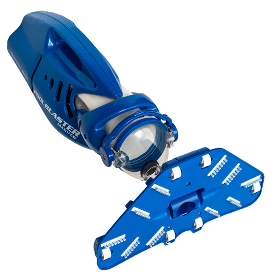 Water Tech 31000KL Pool Blaster Max Li CG Commercial Cordless Vacuum - Front angled view showing the blue body and 13-inch scrub-brush head.