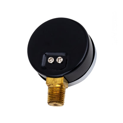 Waterco WC30B3000 0-60 PSI Bottom-Mount Pool Filter Pressure Gauge - Rear view showing the bottom-mount brass connection.