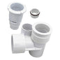 Waterway 210-3700B 1.5 in Air x 2 in Water Poly Gunite Jet Body - Front angled view showing the white tee body and threaded retainer ring.