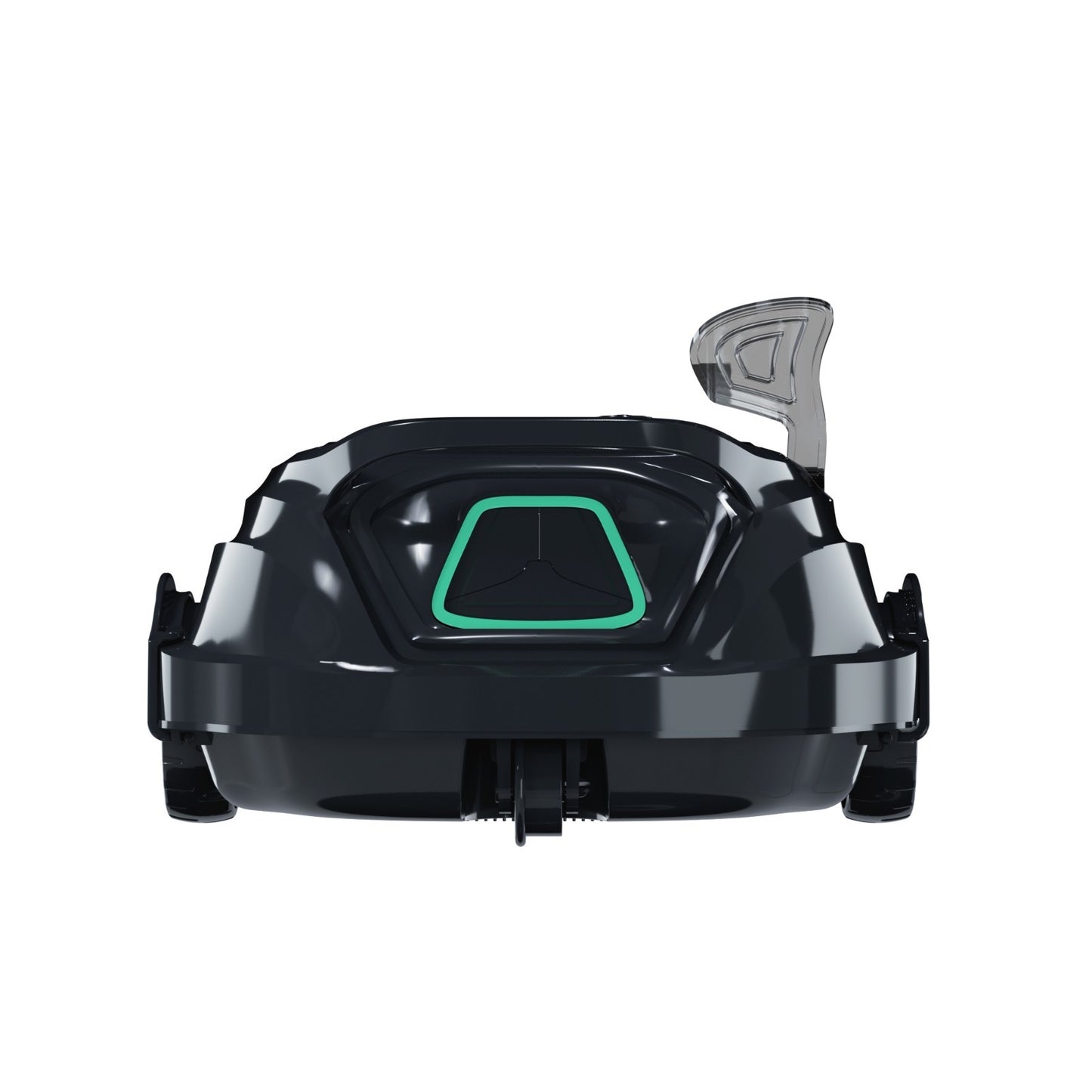 Rear profile of the WYBOT A1 robotic pool cleaner showing the waterproof charging port and textured debris intake housing.