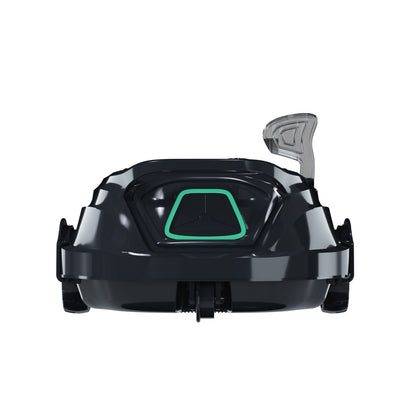 Rear profile of the WYBOT A1 robotic pool cleaner showing the waterproof charging port and textured debris intake housing.