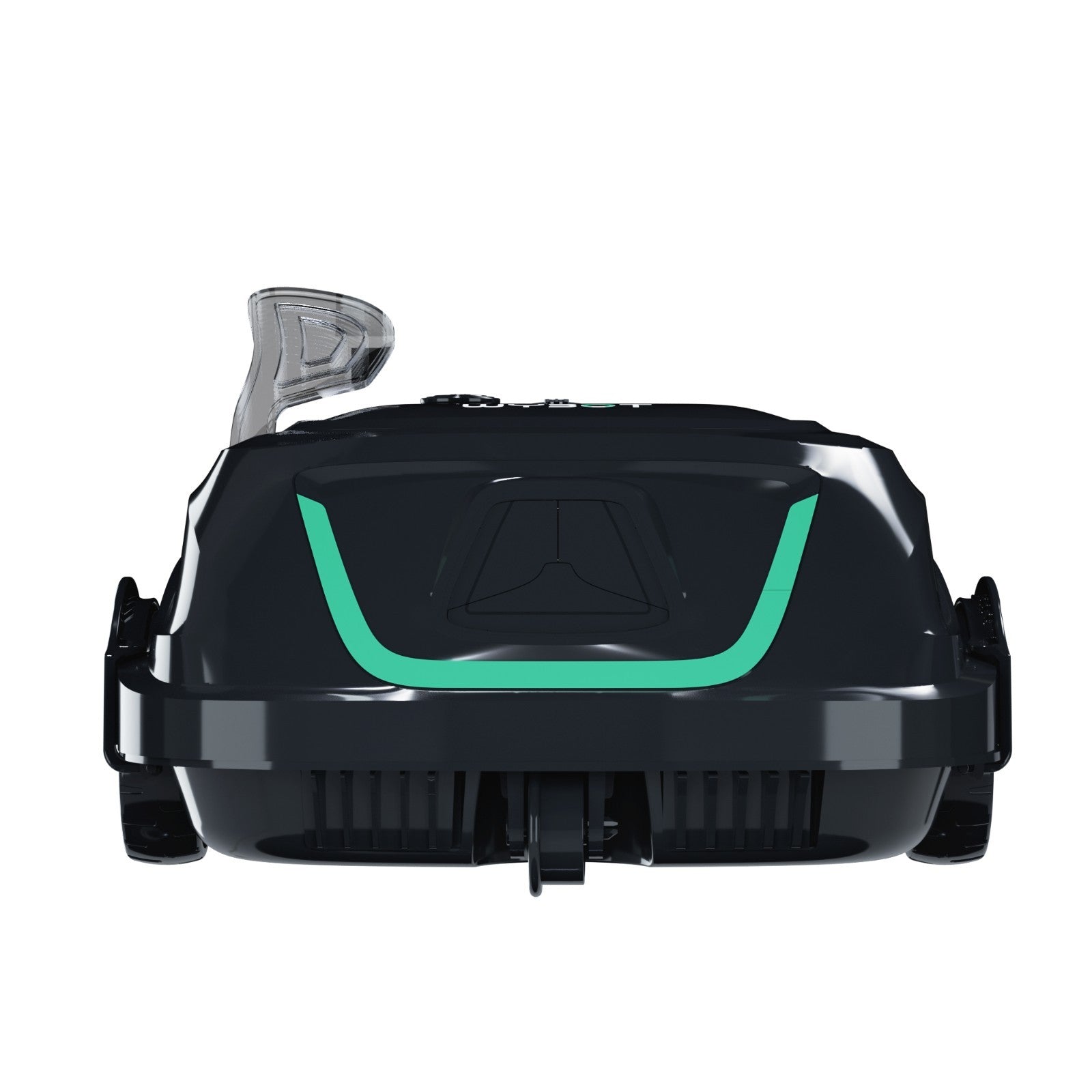 Front-facing view of the WYBOT A1 cordless robotic pool cleaner highlighting the intake port and streamlined aerodynamic design.