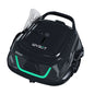 Main view of the WYBOT A1 Cordless Robotic Pool Cleaner in black and green showing the dual-motor intake and handle.