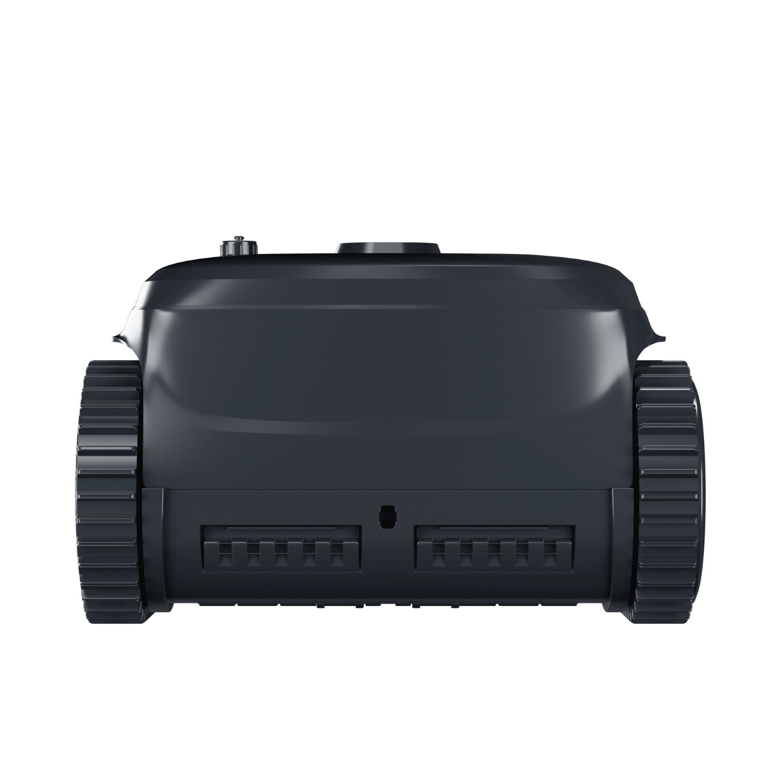 Rear perspective of the WYBOT C2 Vision robotic pool cleaner showcasing the high-traction tank treads and the sleek, durable rear housing.